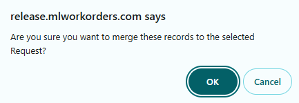 Merge confirmation pop-up